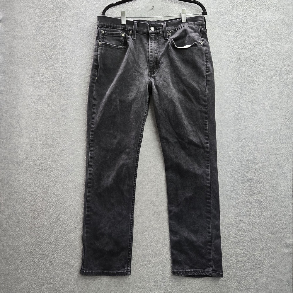 Levi's 514 Men Jeans 34X30 Black Denim Straight Fit Button 30" Inseam Logo